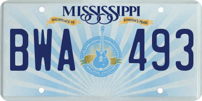 MS license plate BWA493