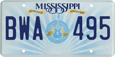 MS license plate BWA495