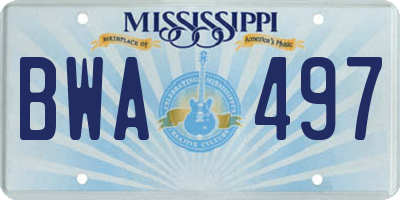 MS license plate BWA497