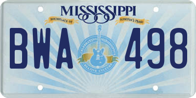 MS license plate BWA498