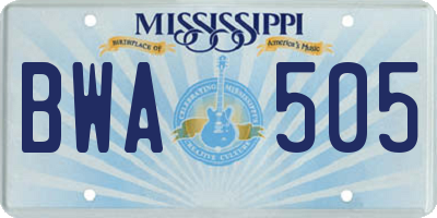 MS license plate BWA505