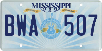 MS license plate BWA507