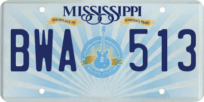 MS license plate BWA513