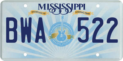 MS license plate BWA522