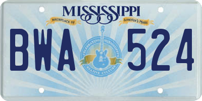 MS license plate BWA524