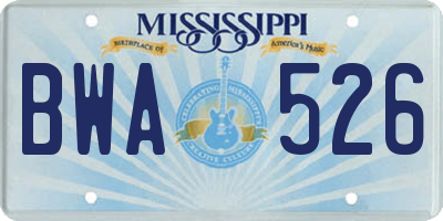MS license plate BWA526