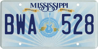 MS license plate BWA528