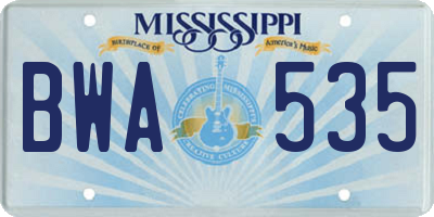 MS license plate BWA535