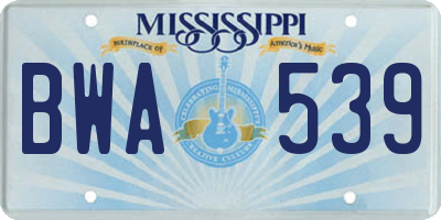 MS license plate BWA539