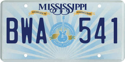 MS license plate BWA541