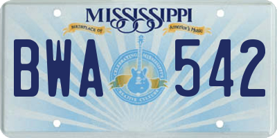 MS license plate BWA542