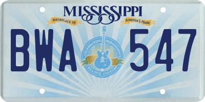 MS license plate BWA547