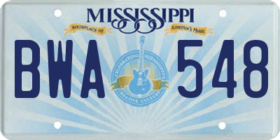 MS license plate BWA548