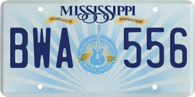 MS license plate BWA556