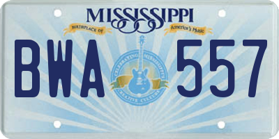 MS license plate BWA557