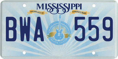 MS license plate BWA559