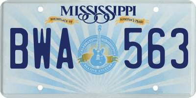 MS license plate BWA563