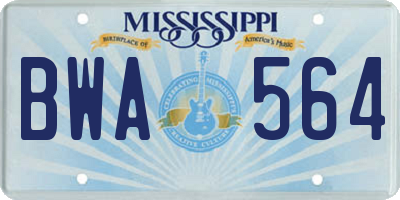 MS license plate BWA564