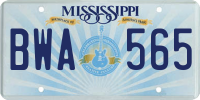 MS license plate BWA565