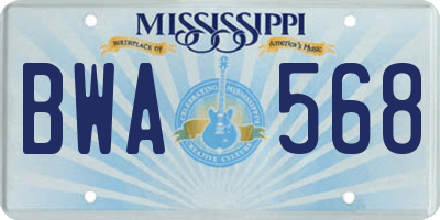 MS license plate BWA568