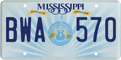 MS license plate BWA570