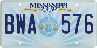 MS license plate BWA576