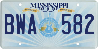 MS license plate BWA582