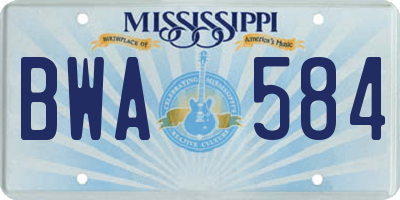 MS license plate BWA584