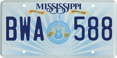MS license plate BWA588