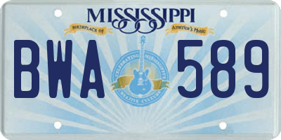 MS license plate BWA589