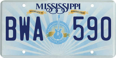 MS license plate BWA590