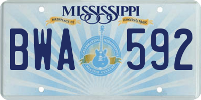 MS license plate BWA592