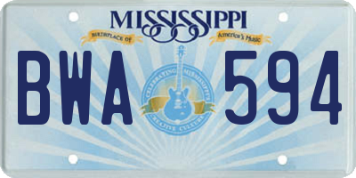 MS license plate BWA594