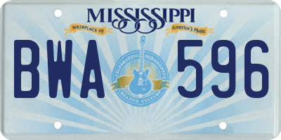 MS license plate BWA596