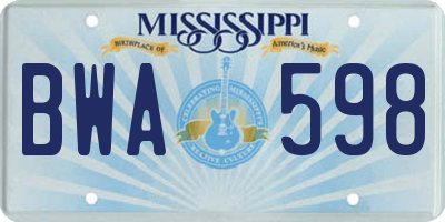 MS license plate BWA598