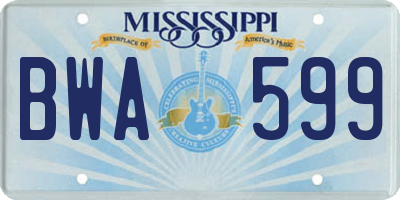 MS license plate BWA599