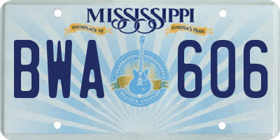 MS license plate BWA606