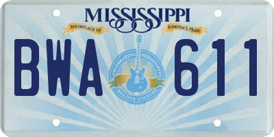 MS license plate BWA611