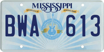 MS license plate BWA613