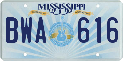 MS license plate BWA616