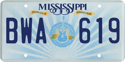 MS license plate BWA619