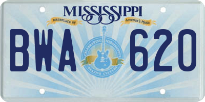 MS license plate BWA620