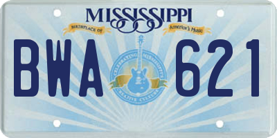 MS license plate BWA621