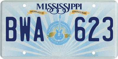 MS license plate BWA623