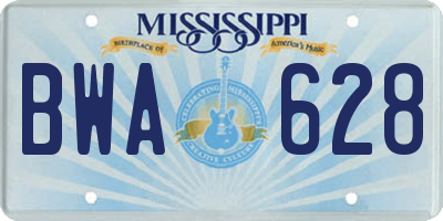 MS license plate BWA628