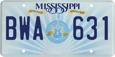 MS license plate BWA631