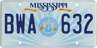 MS license plate BWA632