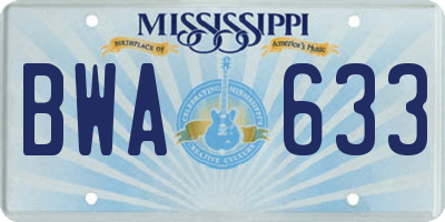 MS license plate BWA633