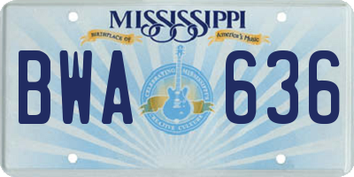 MS license plate BWA636