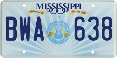 MS license plate BWA638